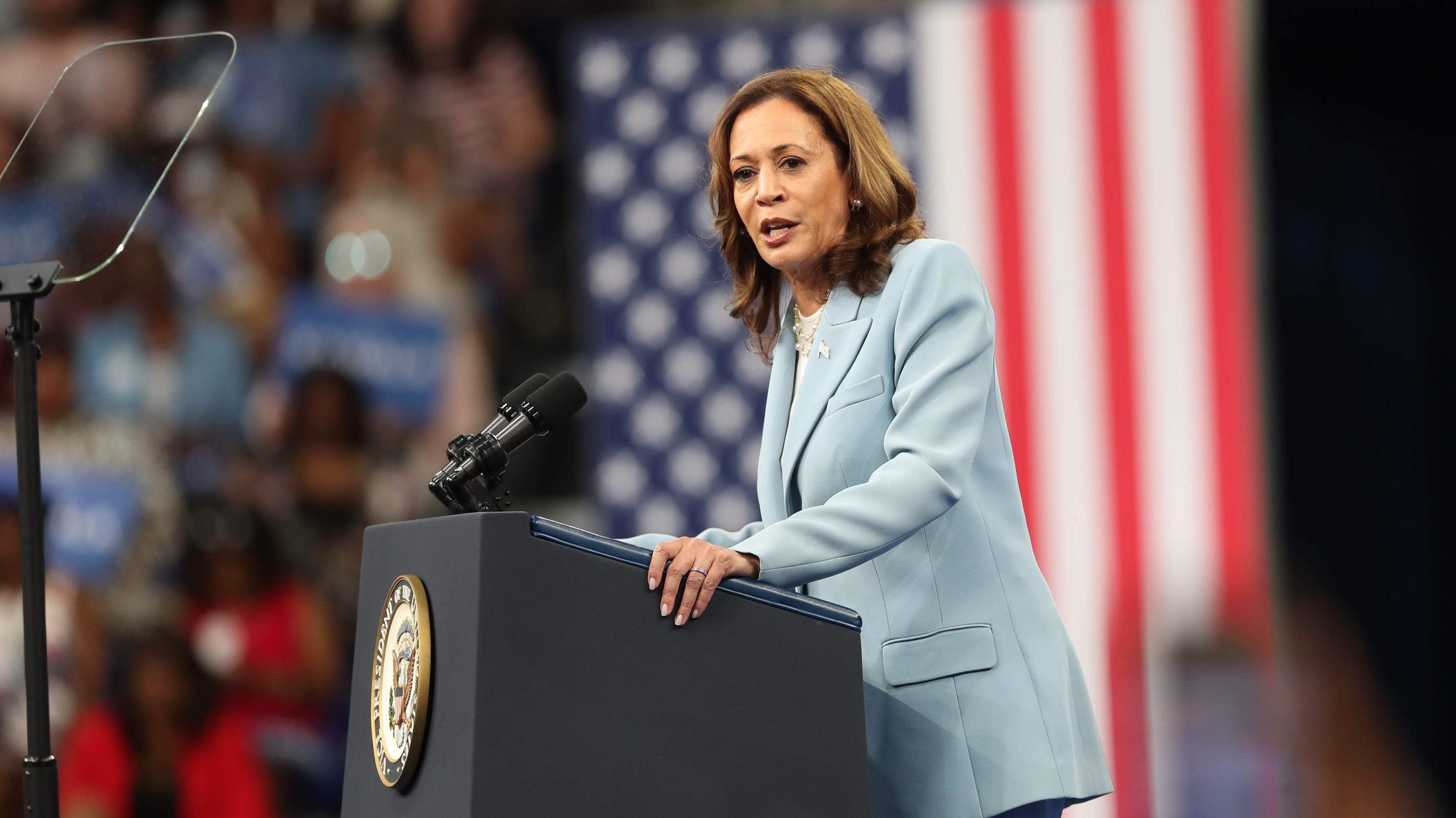 Kamala Harris Trump threatens social security. Austin Post